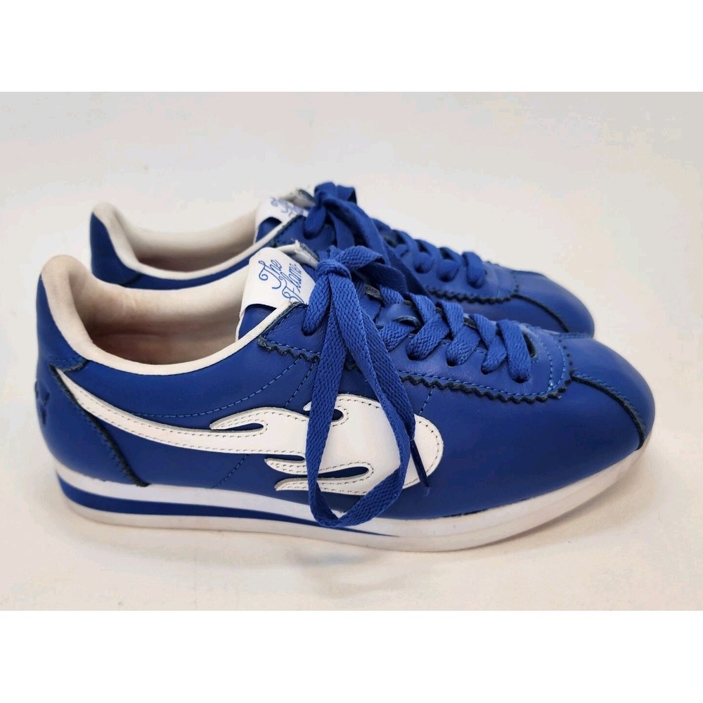 Mens Size 6 YG 4Hunnid The Flame Blue White Red Flame Design Sole Sneakers
